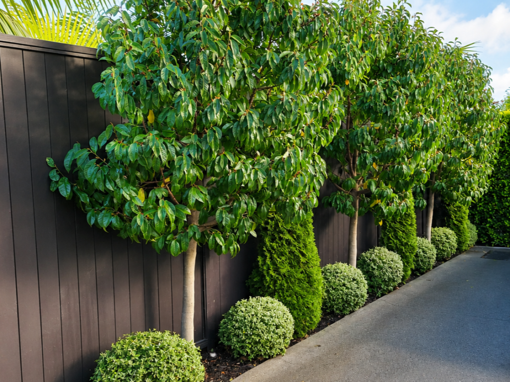 Hedge and topiary bushes